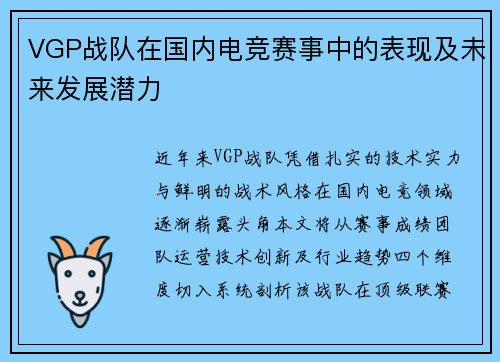 VGP战队在国内电竞赛事中的表现及未来发展潜力